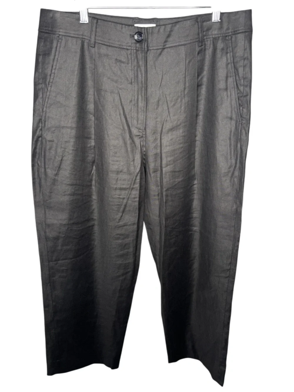 THE RESET R Label | Black Linen Blend Pants | High Rise Straight Leg | Size L